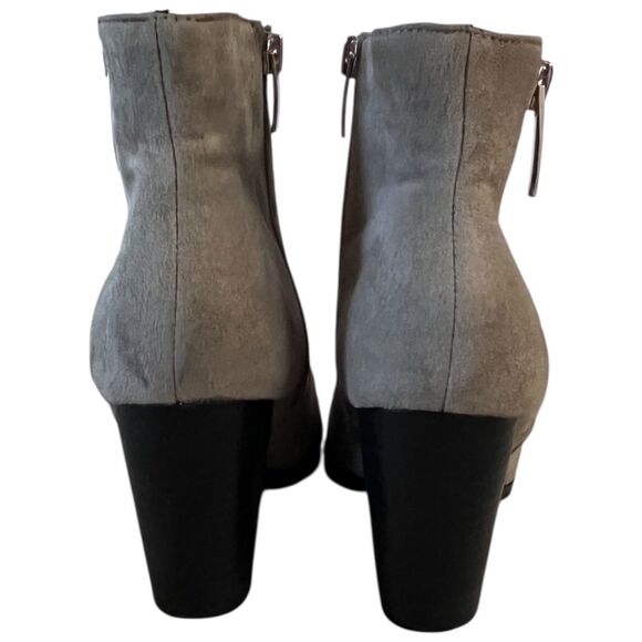 Nine West Neva2 Ankle Boot Gray/Taupe Suede 3”Heel Size 7M Double Zippers - Picture 4 of 11